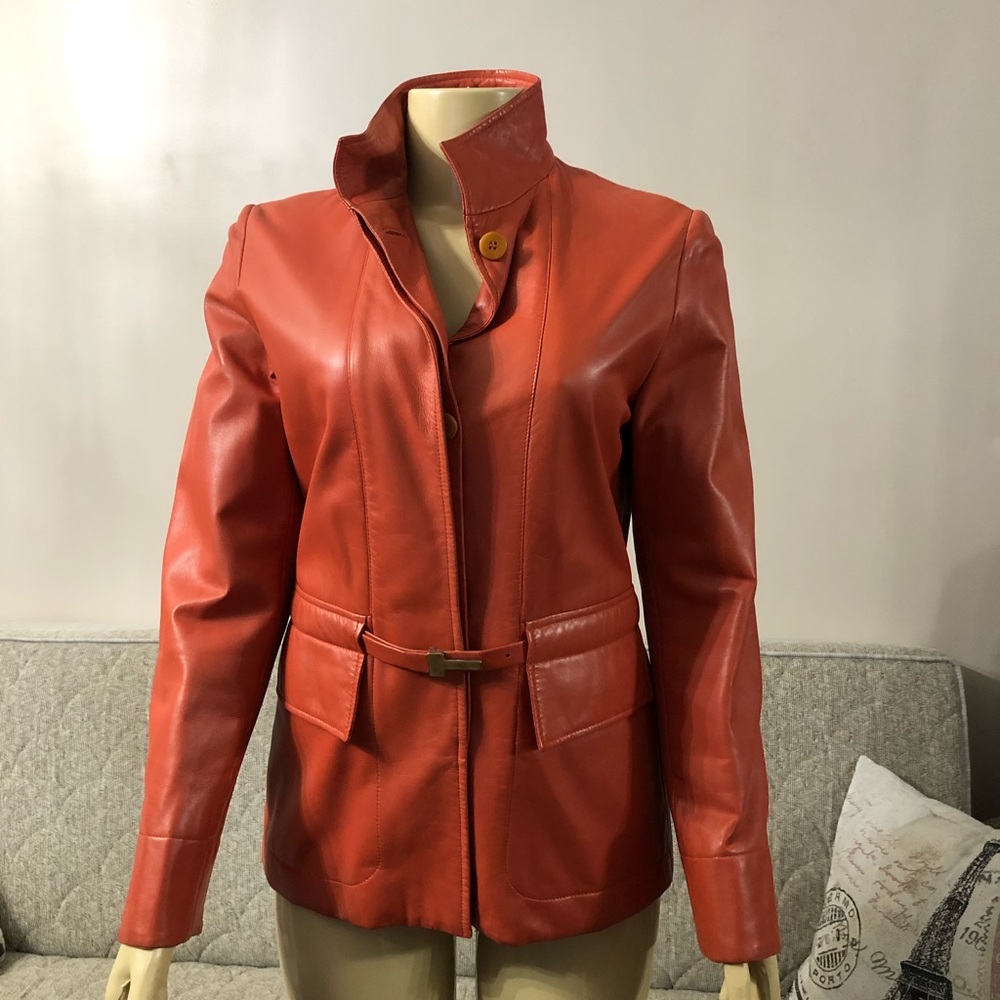 🌺🌺Red leather jacket Domenico Vacca Belvest